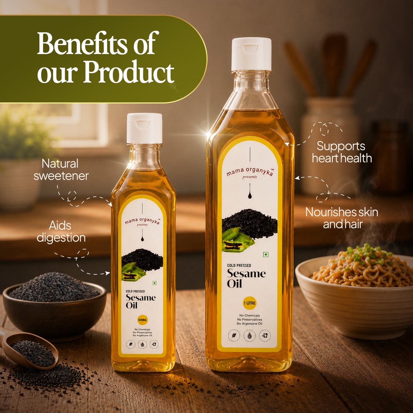 Mama Organyka Cold Pressed Sesame / Gingelly Oil - mamaorganyka