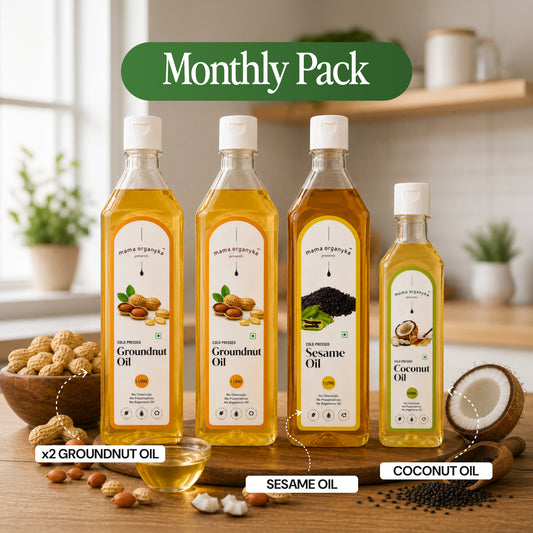 Monthly Oil Pack (Groundnut 2L + Sesame 1L + Coconut 500ml)