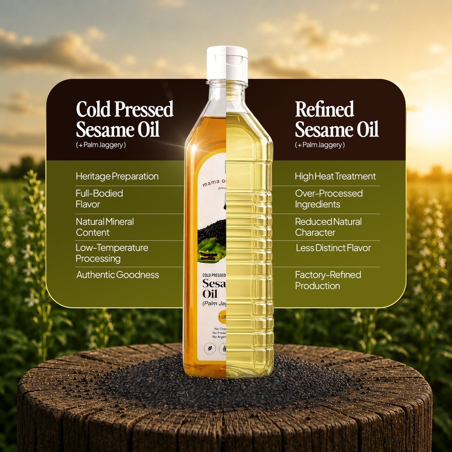 Mama Organyka Cold Pressed Sesame / Gingelly Oil with Palm Jaggery - mamaorganyka