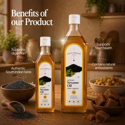 Mama Organyka Cold Pressed Sesame / Gingelly Oil with Palm Jaggery - mamaorganyka