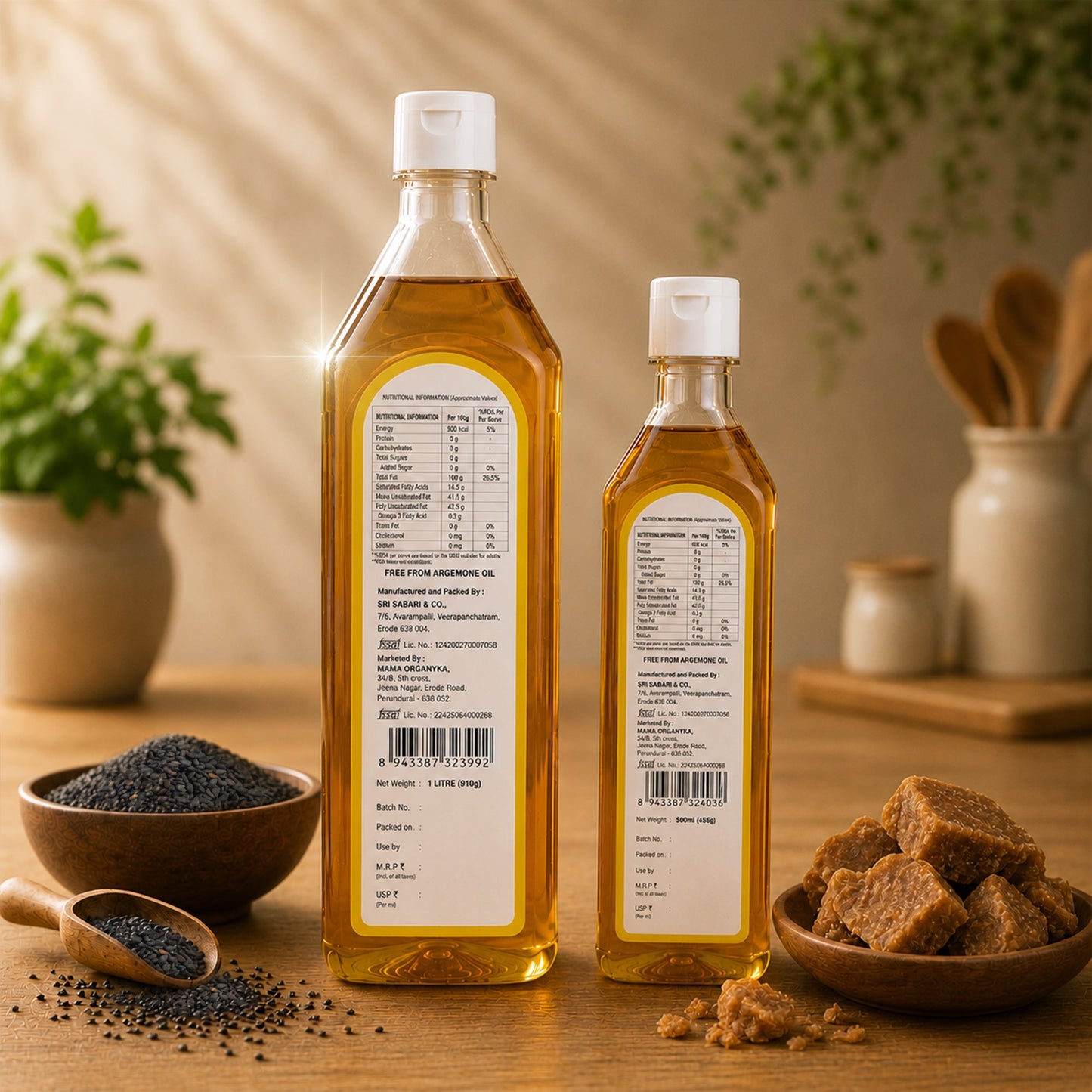 Mama Organyka Cold Pressed Sesame / Gingelly Oil with Palm Jaggery - mamaorganyka