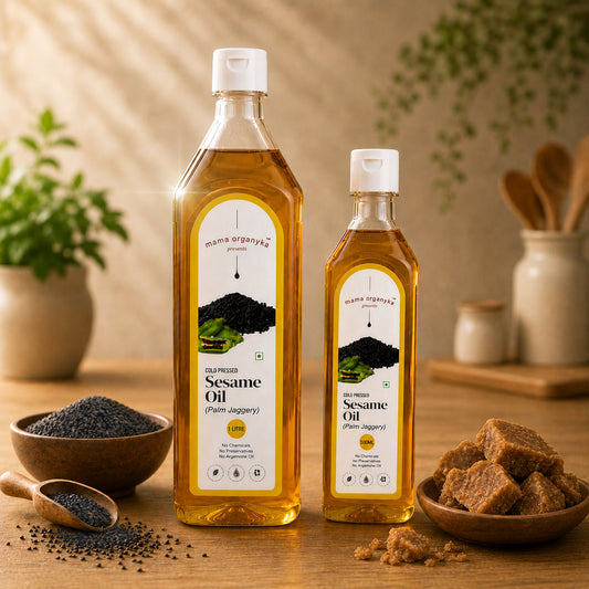 Mama Organyka Cold Pressed Sesame / Gingelly Oil with Palm Jaggery - mamaorganyka